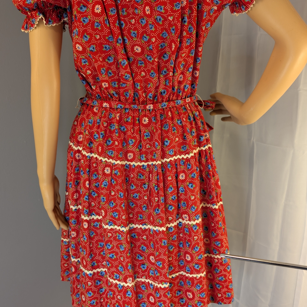 True Vintage 60s/70s Red Floral Handmade Dress – Collector’s Gem! - Picture 14 of 16